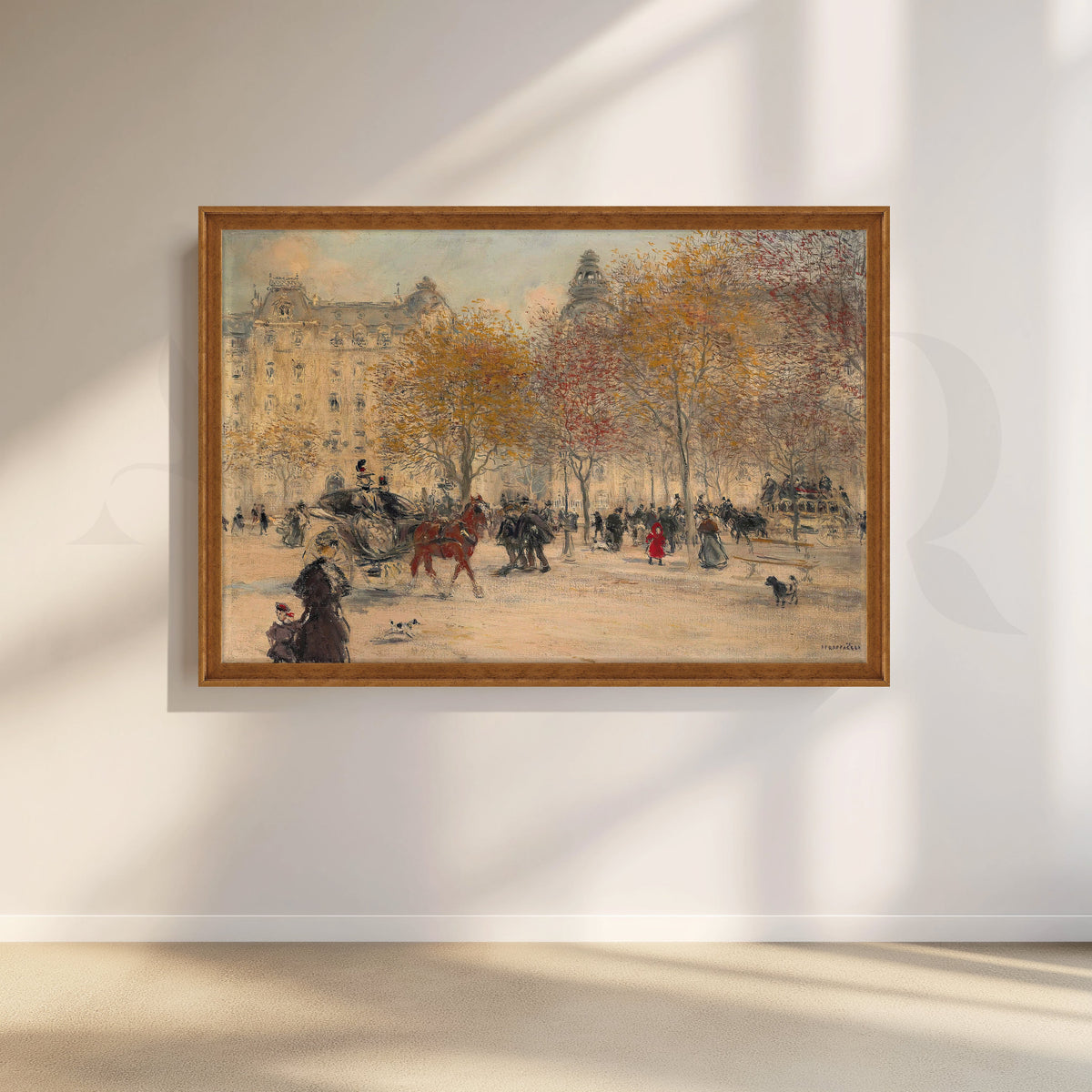 Vintage City Park Scene Canvas Artwork – Asha Art Studio – Image 6