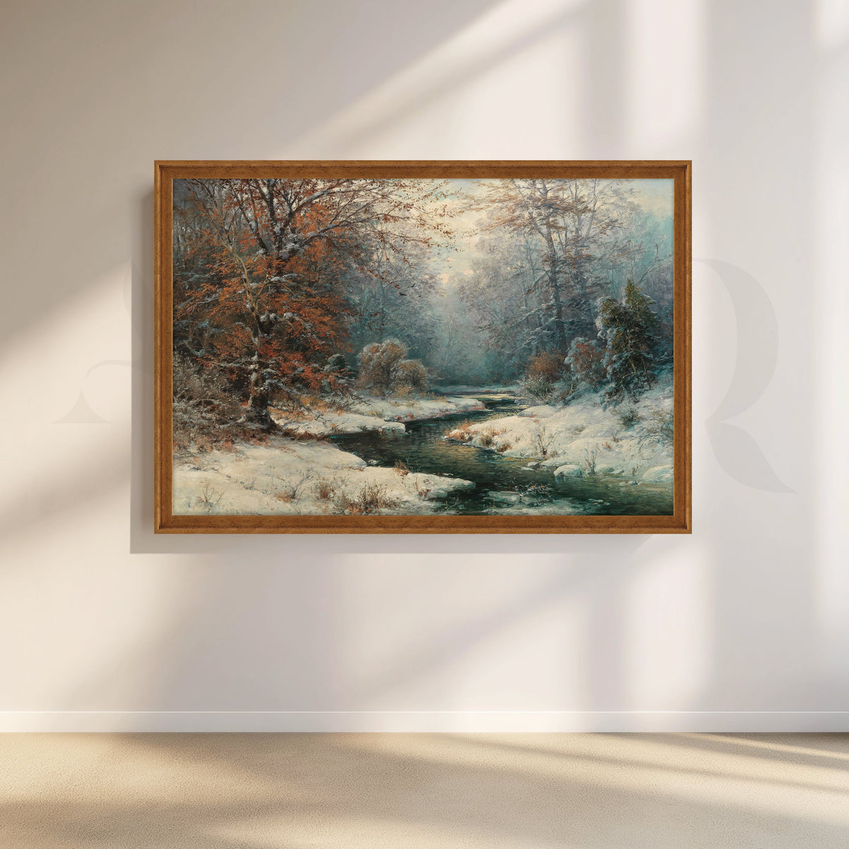 Snowy Forest River Canvas Artwork – Asha Art Studio – Image 6