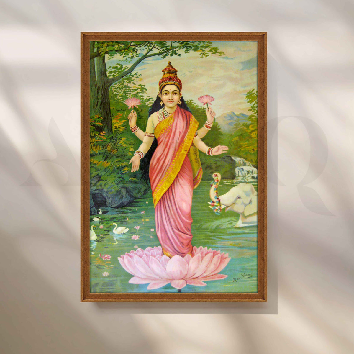 Goddess Lakshmi by Raja Ravi Varma Canvas Artwork – Asha Art Studio – Image 6