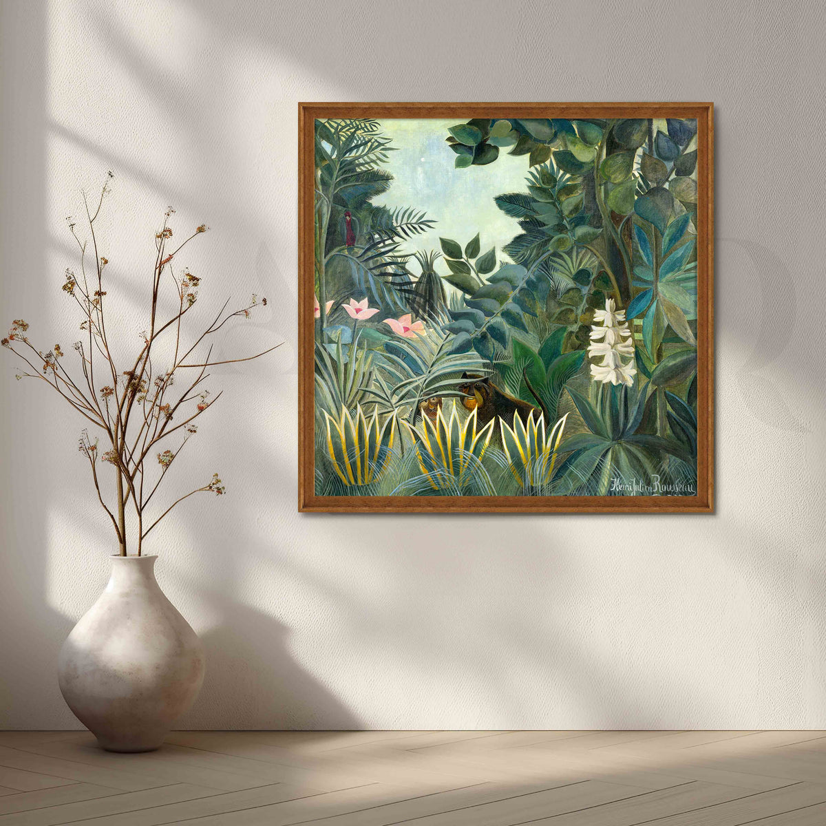 Exotic Jungle with Hidden Tigers Botanical Canvas Artwork – Asha Art Studio – Image 6