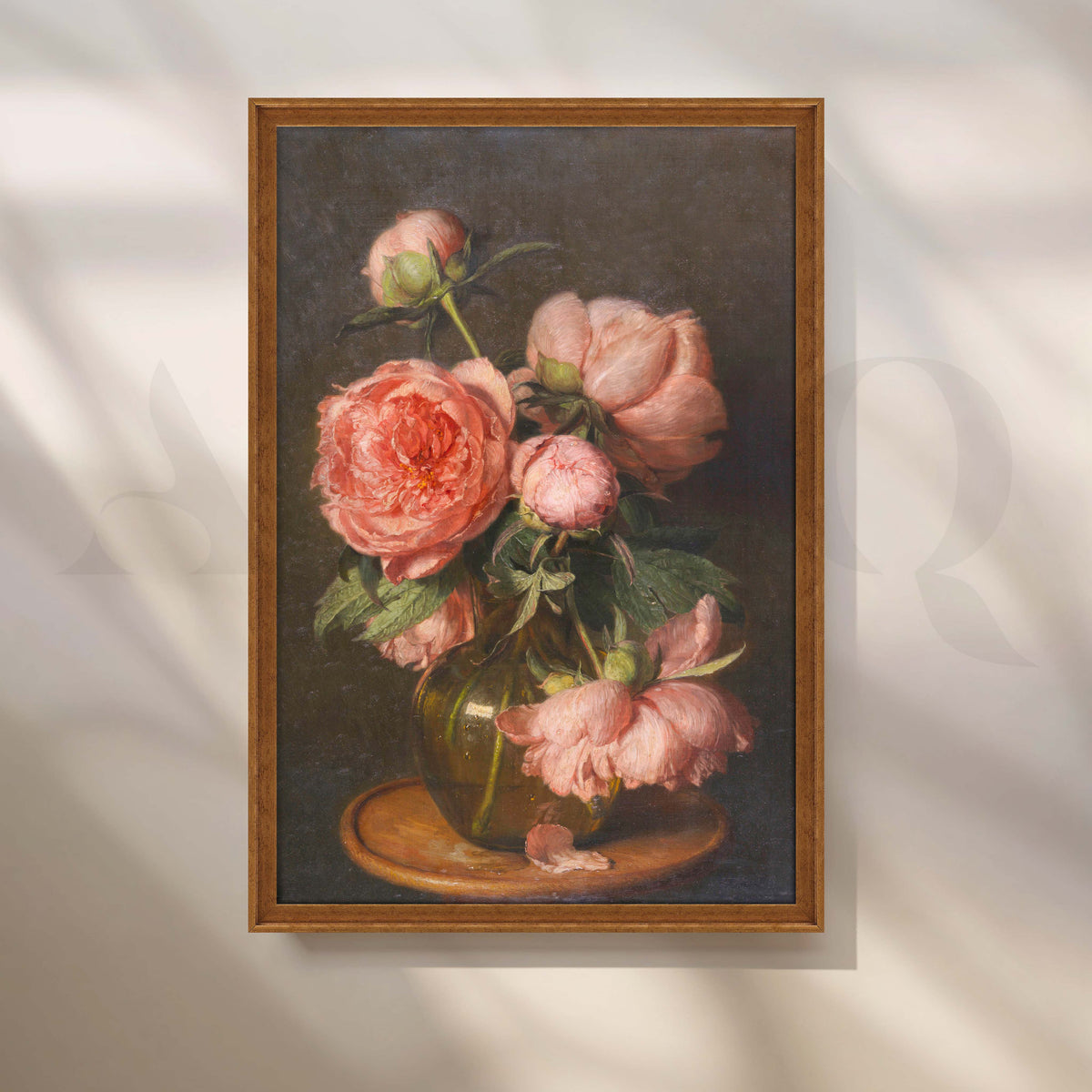 Vintage Pink Peony Vase Canvas Artwork – Asha Art Studio – Image 6