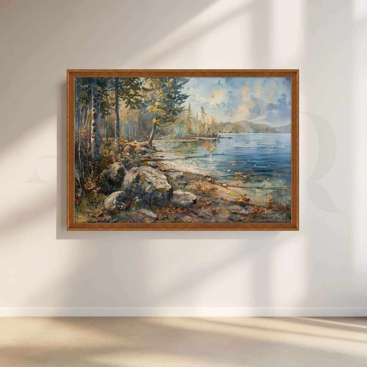 Forest Lake Shore Canvas Artwork – Asha Art Studio – Image 6
