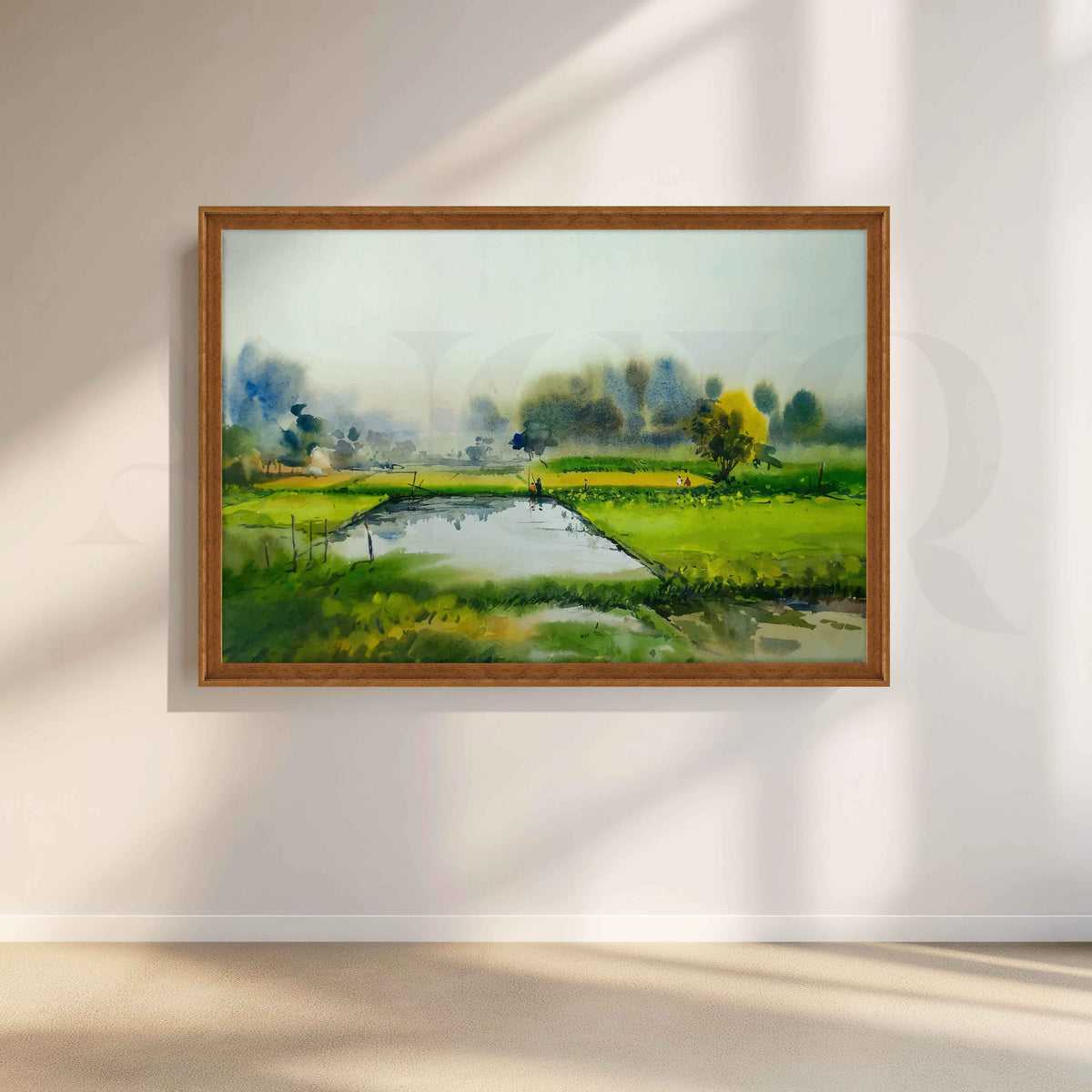 Green Countryside Pond Canvas Artwork – Asha Art Studio – Image 6
