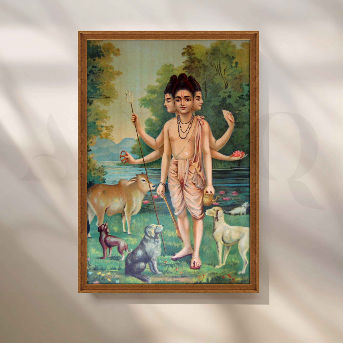 Lord Dattatreya by Raja Ravi Varma Canvas Artwork – Asha Art Studio – Image 6