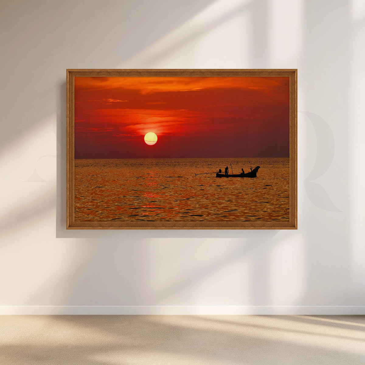 Crimson Sunset Seascape Canvas Artwork – Asha Art Studio – Image 6