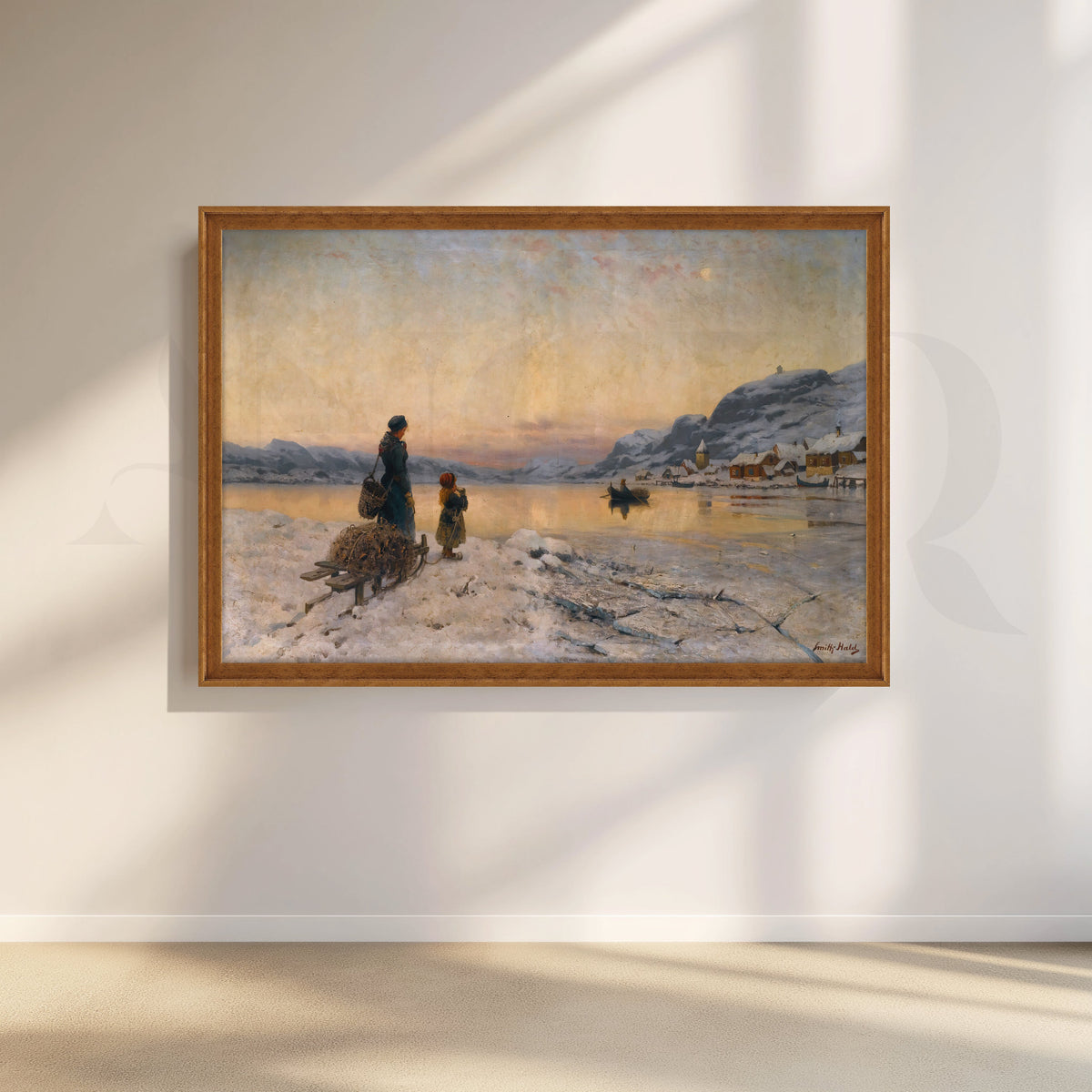 Winter Lake Village Canvas Artwork – Asha Art Studio – Image 6