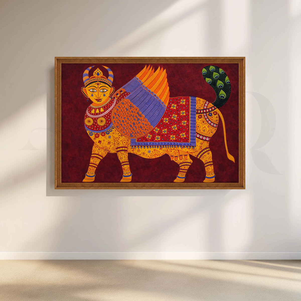 Folk Mythical Winged Creature Canvas Artwork – Asha Art Studio – Image 6
