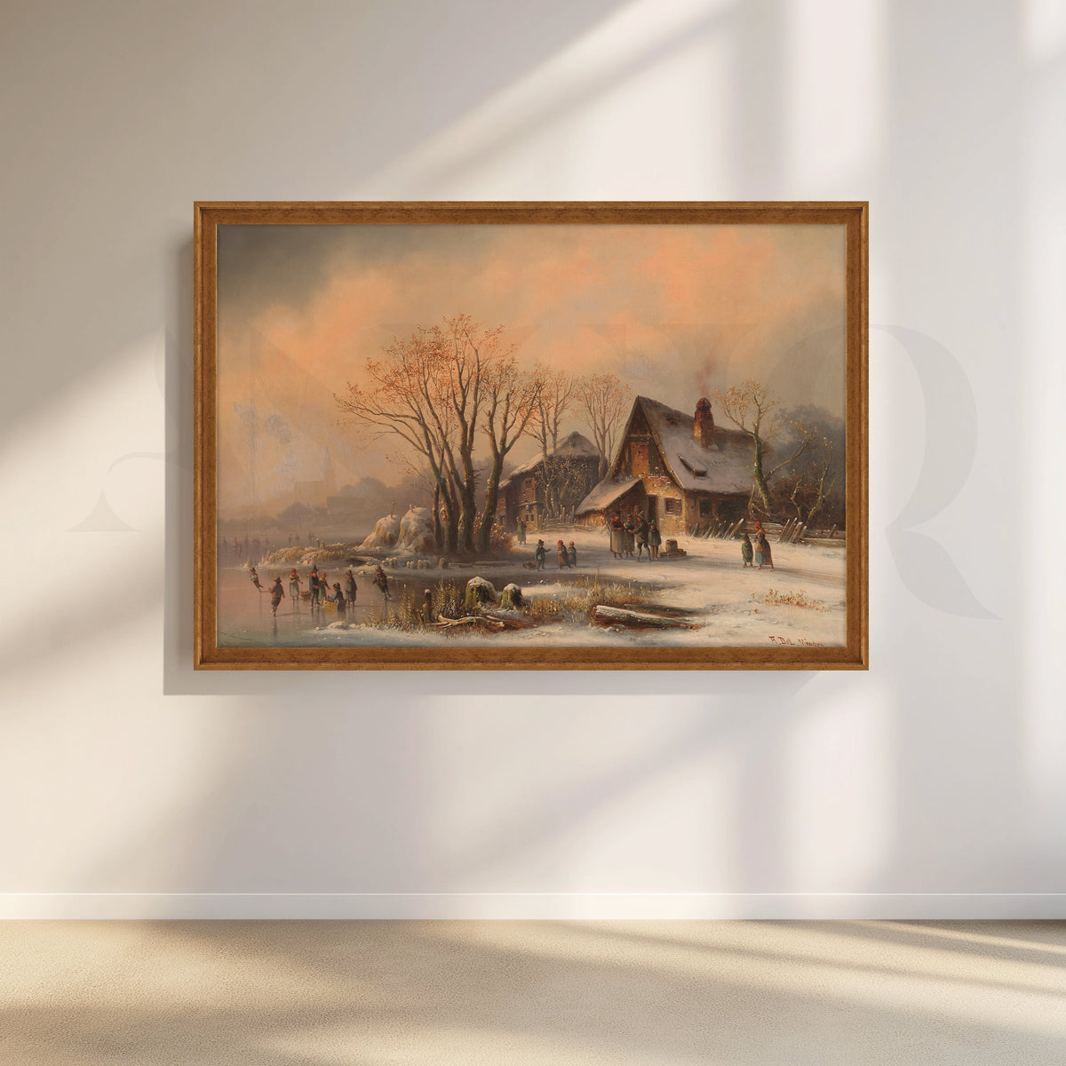 Winter Cottage Ice Rink Canvas Artwork – Asha Art Studio – Image 6