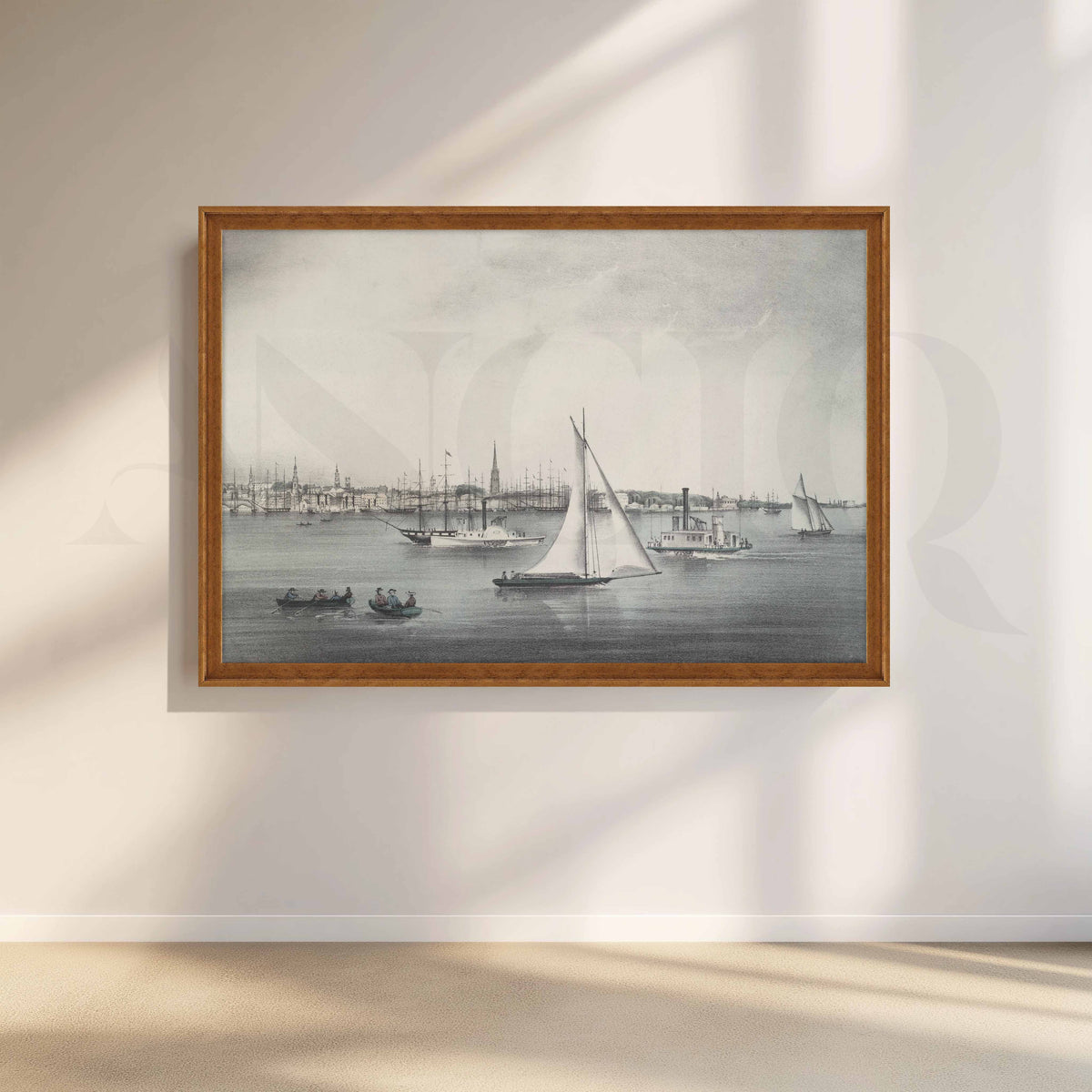 Vintage Harbour Sailboat Canvas Artwork – Asha Art Studio – Image 6