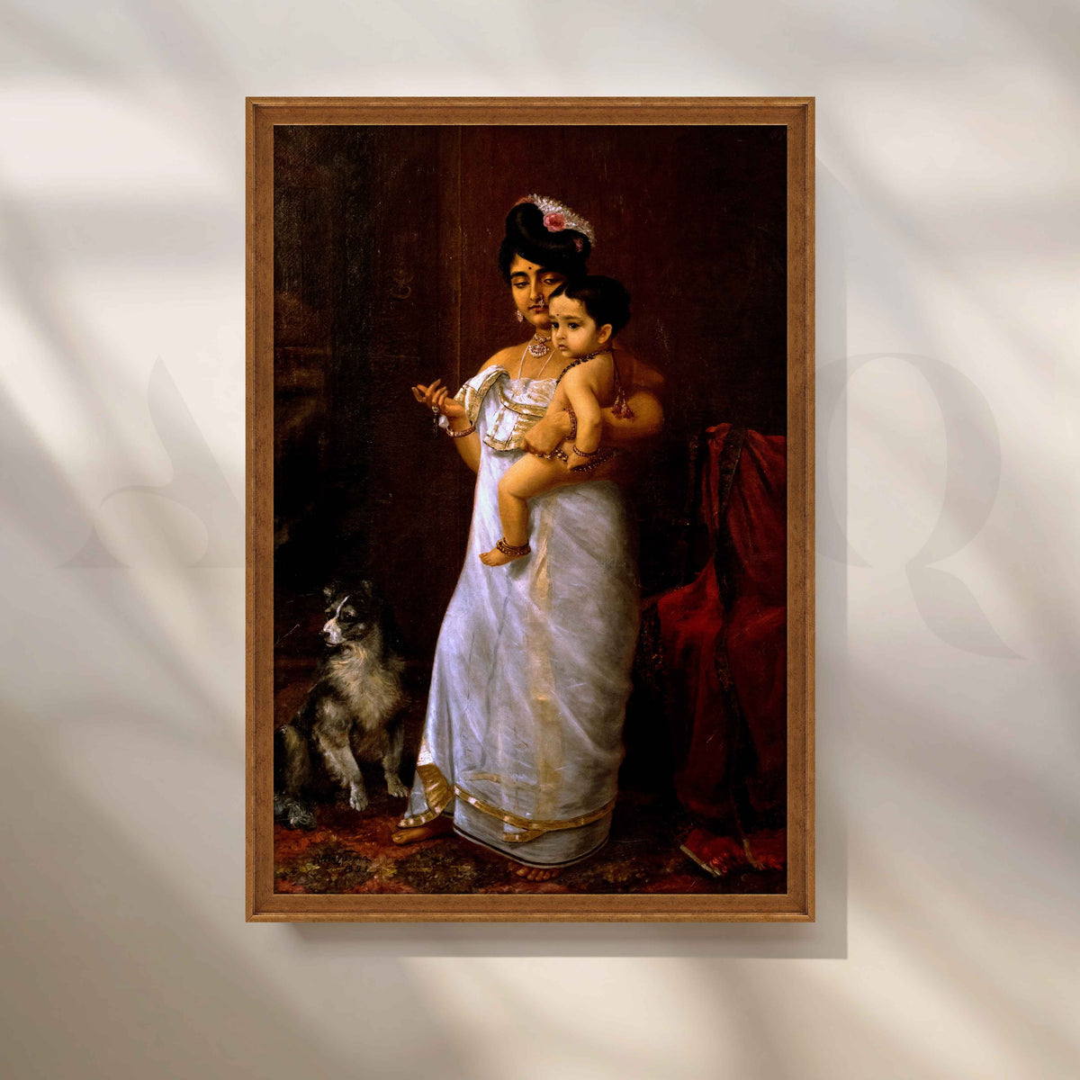 Raja Ravi Varma’s There Comes Papa Canvas Artwork – Asha Art Studio – Image 6