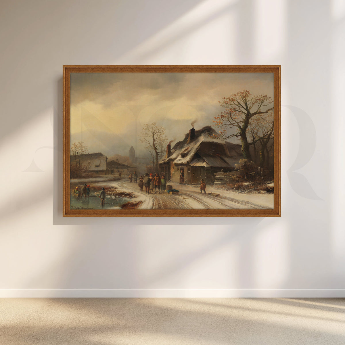 Rustic Winter Village Road Canvas Artwork – Asha Art Studio – Image 6
