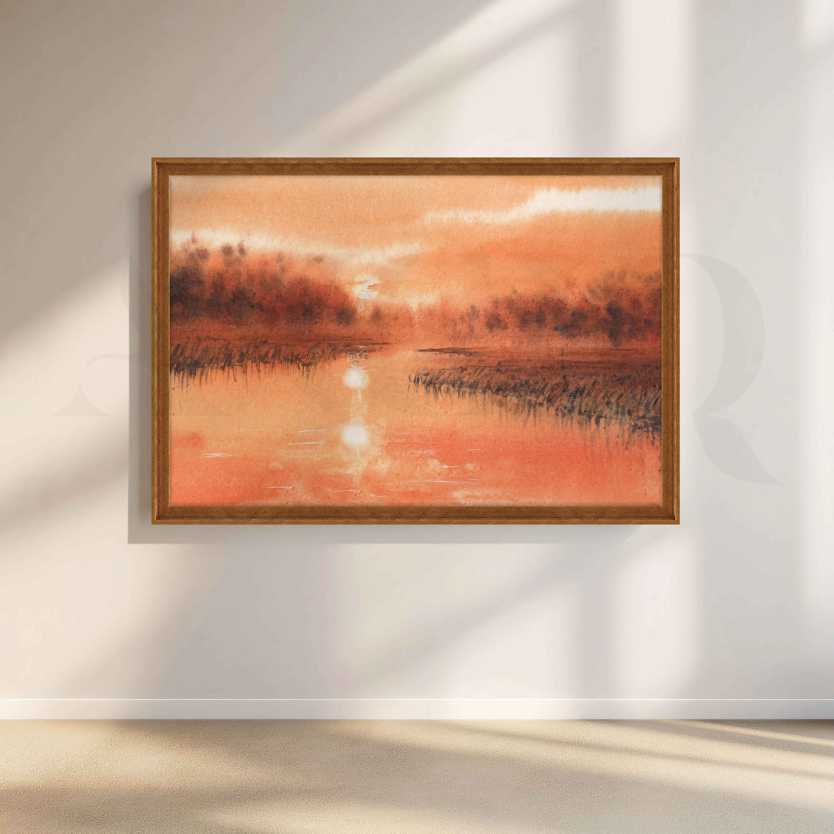 Orange Mist Lake Canvas Artwork – Asha Art Studio – Image 6