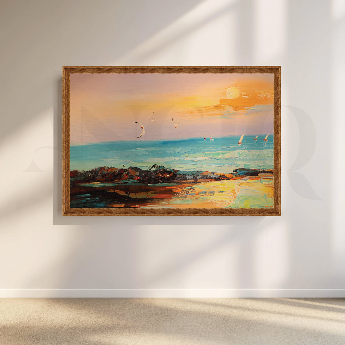 Graceful Birds Soaring Over the Beach Canvas Artwork – Asha Art Studio – Image 6
