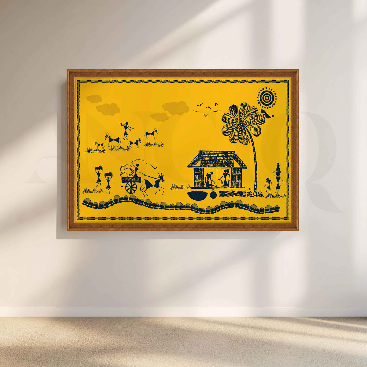 Warli Village Life and Palm Tree Tribal Artwork – Asha Art Studio – Image 6