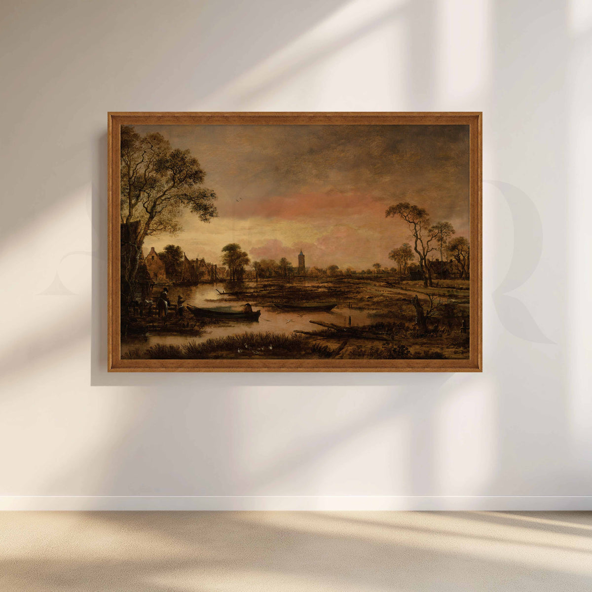 Vintage Riverside Village Canvas Artwork – Asha Art Studio – Image 6