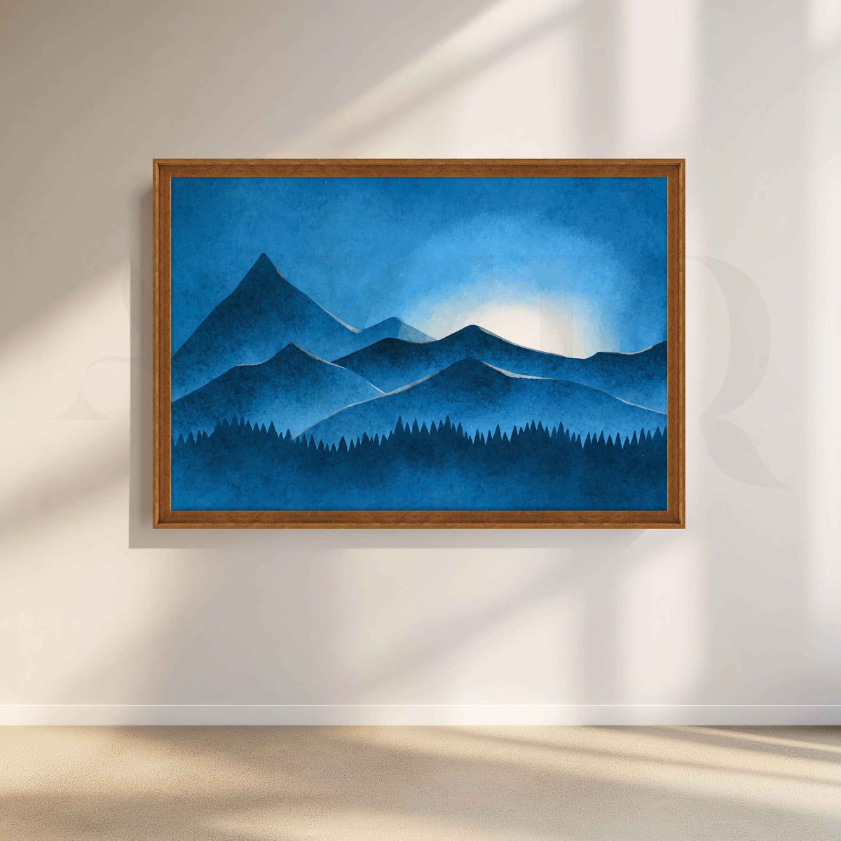 Blue Mountain Silhouette Canvas Artwork – Asha Art Studio – Image 6