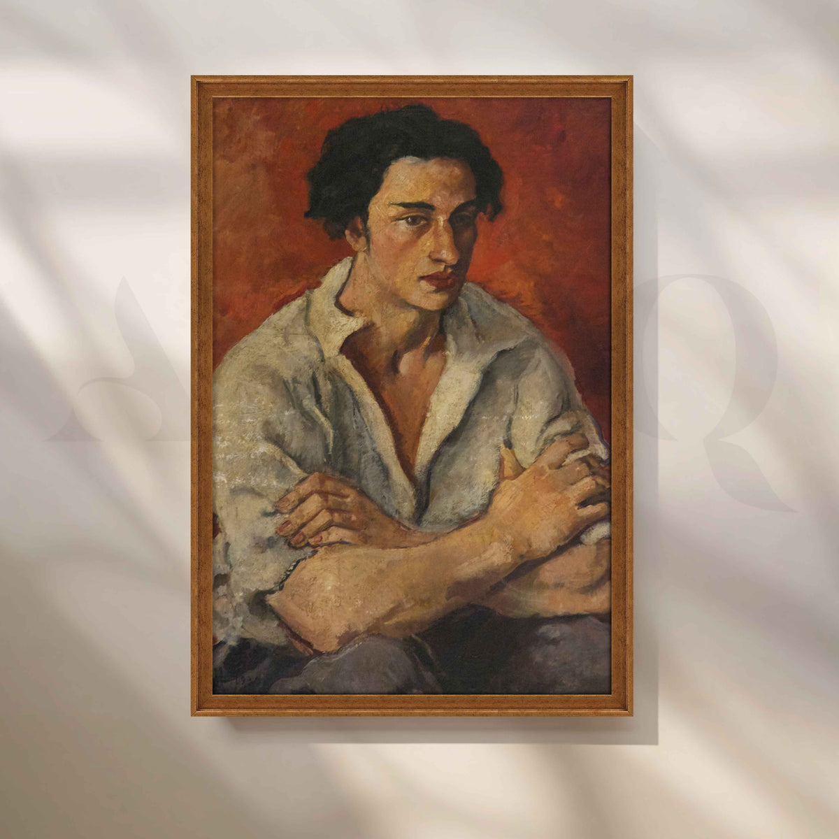 Portrait of a Young Man by Amrita Sher-Gil Canvas Artwork – Asha Art Studio – Image 6