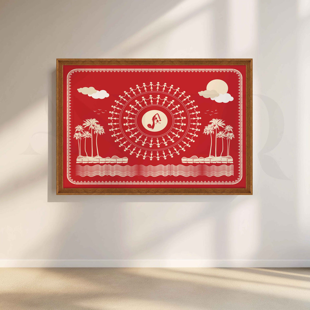 Warli Rhythms by the Sea Canvas Artwork – Asha Art Studio – Image 6