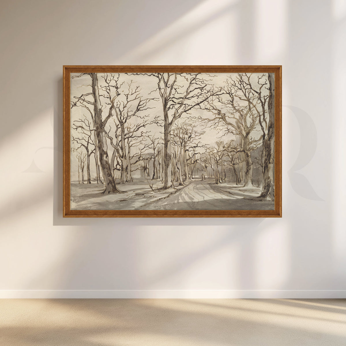 Monochrome Forest Path Trees Canvas Artwork – Asha Art Studio – Image 6