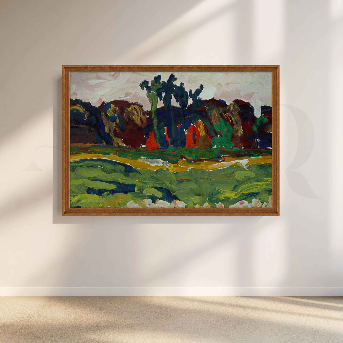 Expressive Green Landscape Canvas Artwork – Asha Art Studio – Image 6