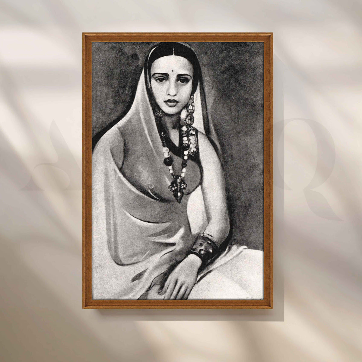 Amrita Sher-Gil in Graceful Sari Canvas Artwork – Asha Art Studio – Image 6