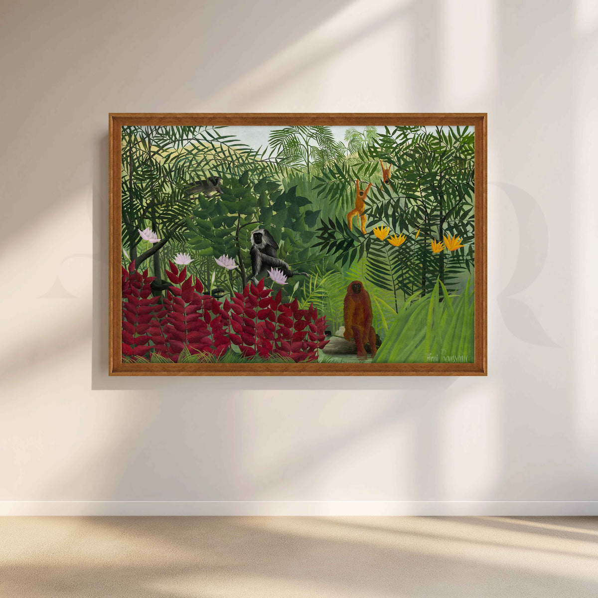 Exotic Jungle with Monkeys Folk Art Canvas Artwork – Asha Art Studio – Image 6
