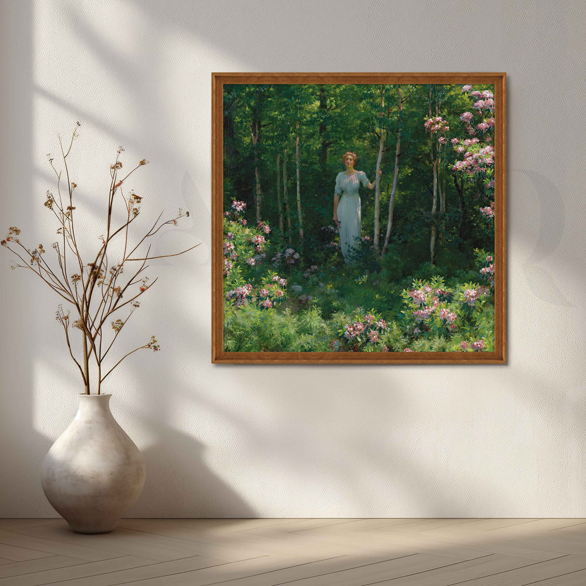 Woman in Garden Impressionist Canvas Artwork – Asha Art Studio – Image 4