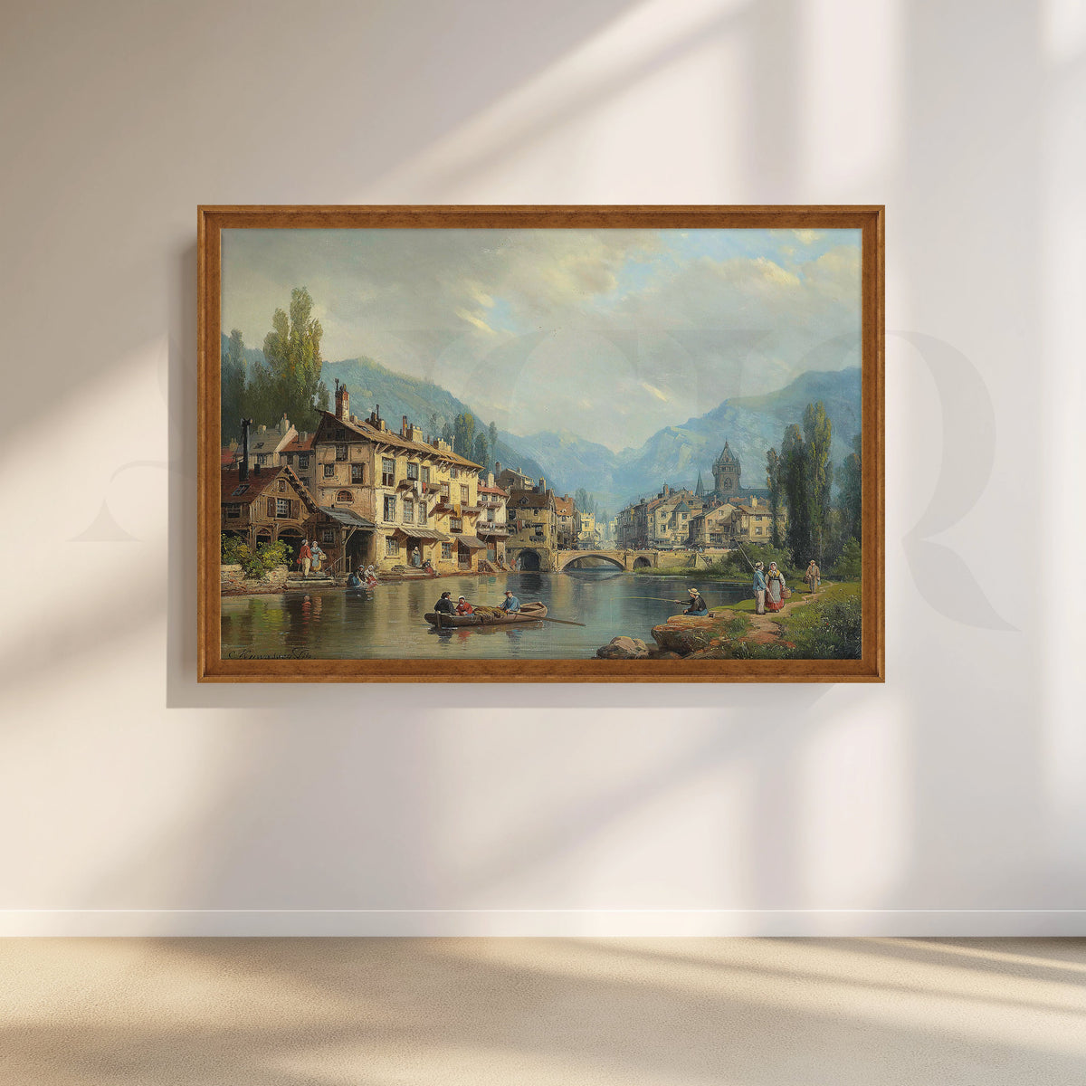 Riverside European Town Canvas Artwork – Asha Art Studio – Image 6