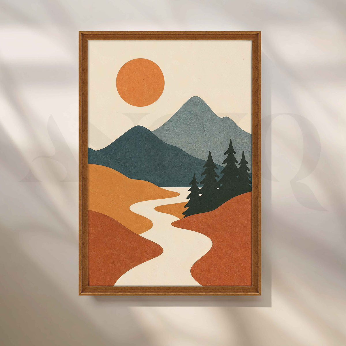 Asha Art Studio Minimalist Mountain Sunset Canvas Artwork – Asha Art Studio – Image 6