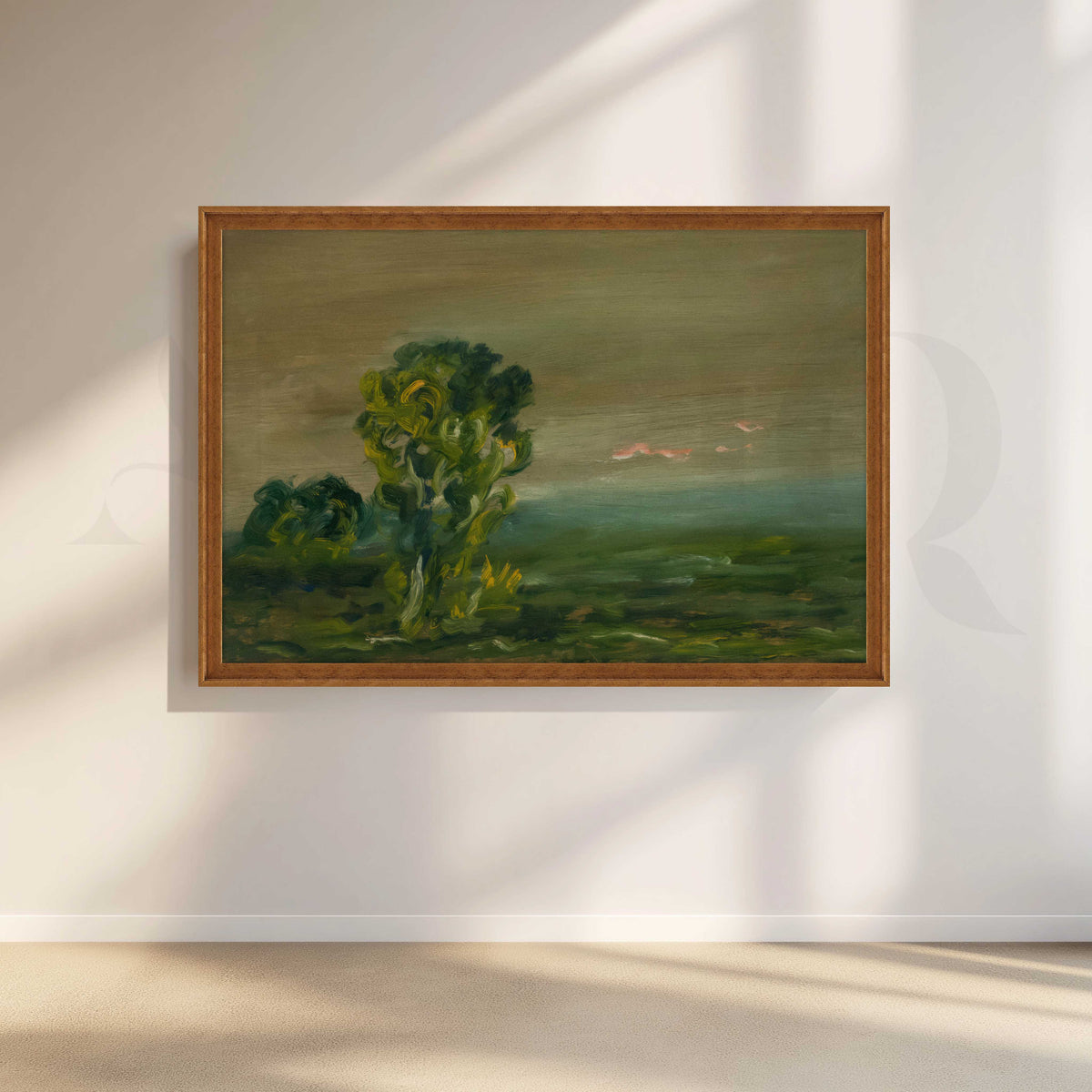 Misty Green Tree Landscape Canvas Artwork – Asha Art Studio – Image 6