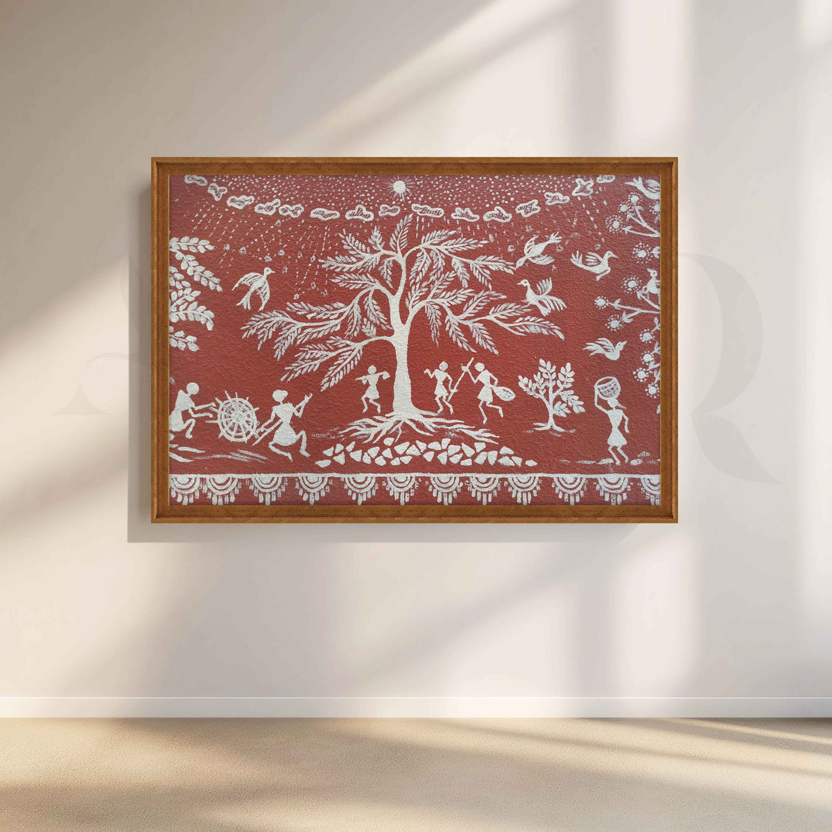 Warli Tree of Life Tribal Folk Canvas Artwork – Asha Art Studio – Image 6