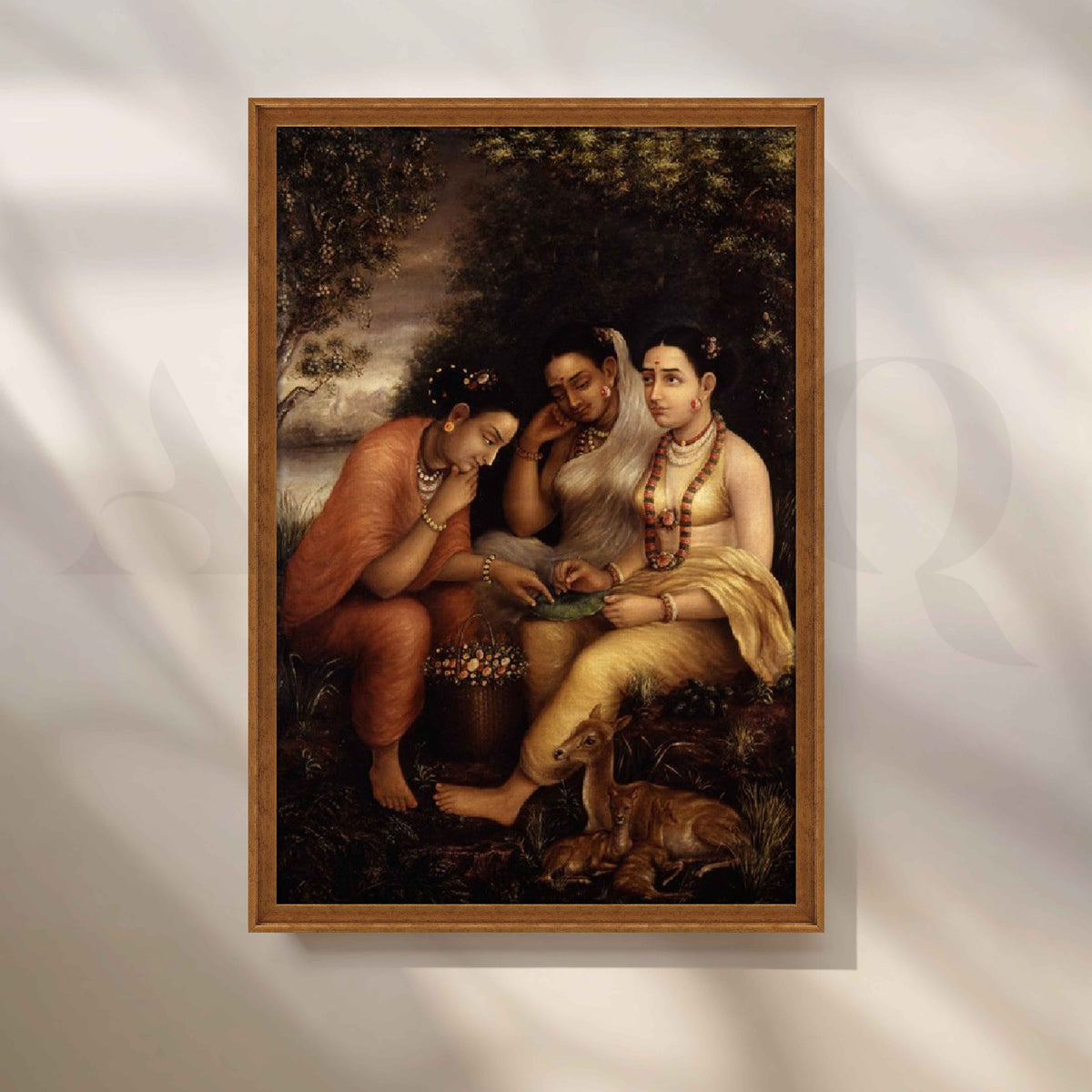 Shakuntala Patra-Lekhan by Raja Ravi Varma Canvas Artwork – Asha Art Studio – Image 6