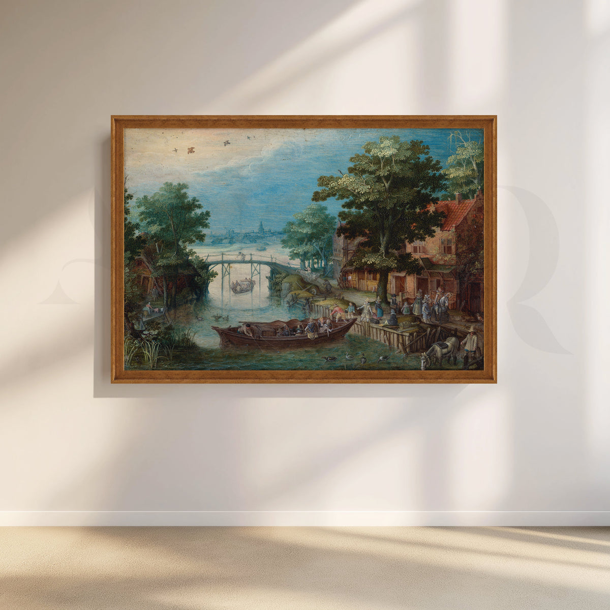 Riverside Village Boats Canvas Artwork – Asha Art Studio – Image 6
