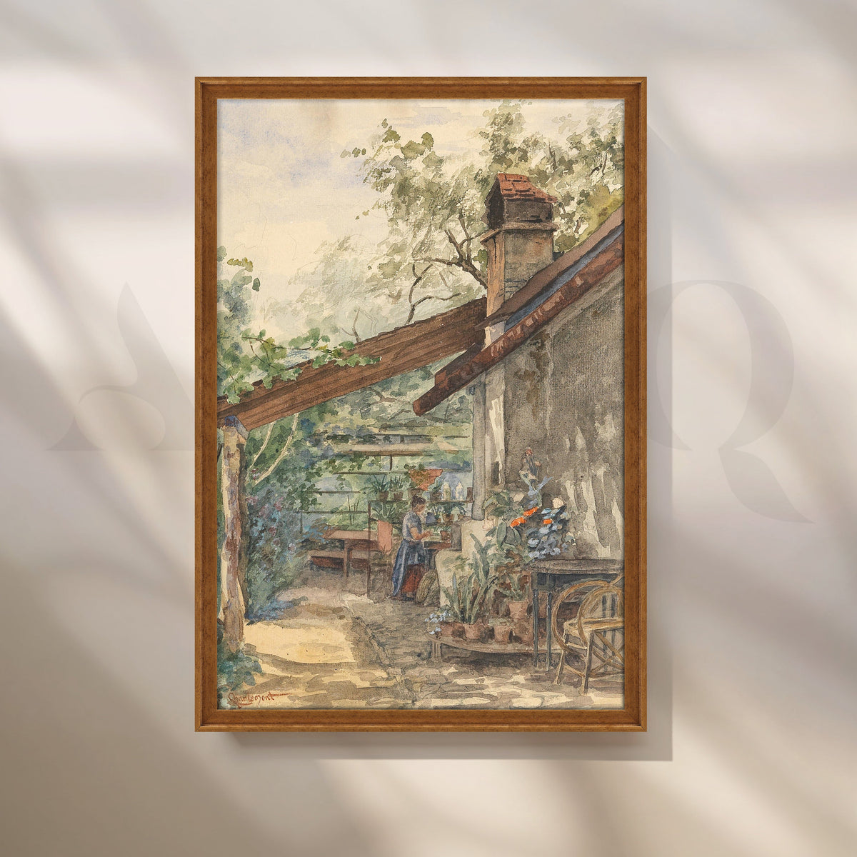 Rustic Garden Terrace Canvas Artwork – Asha Art Studio – Image 6