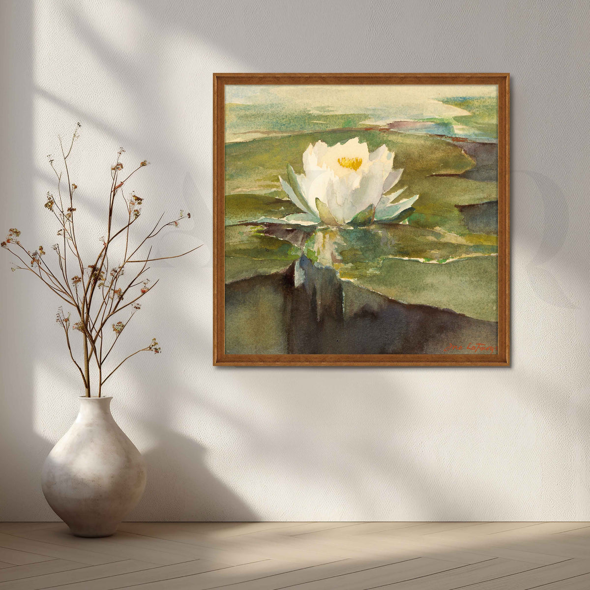 White Water Lily Botanical Canvas Artwork – Asha Art Studio – Image 6
