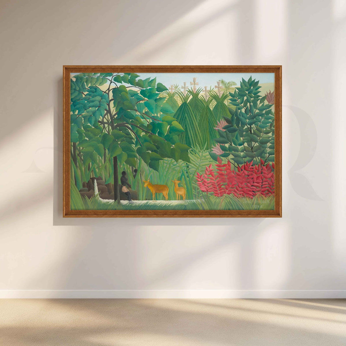 Tropical Jungle with Deer Folk Art Canvas Artwork – Asha Art Studio – Image 6