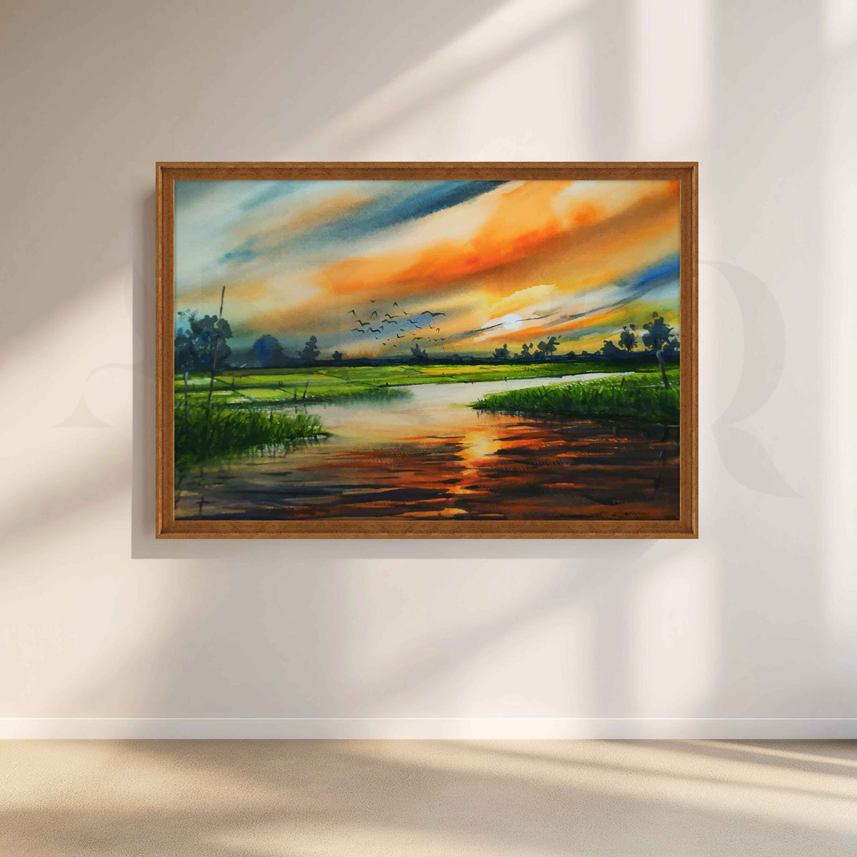 Sunset River Landscape Canvas Artwork – Asha Art Studio – Image 6