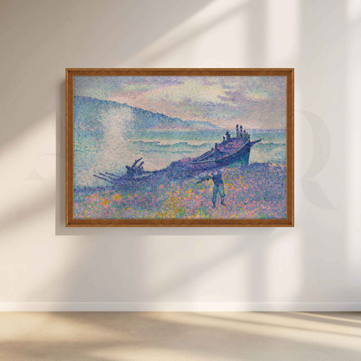 Serene Lakeside Boat Canvas Artwork for Bedroom Decor – Asha Art Studio – Image 6