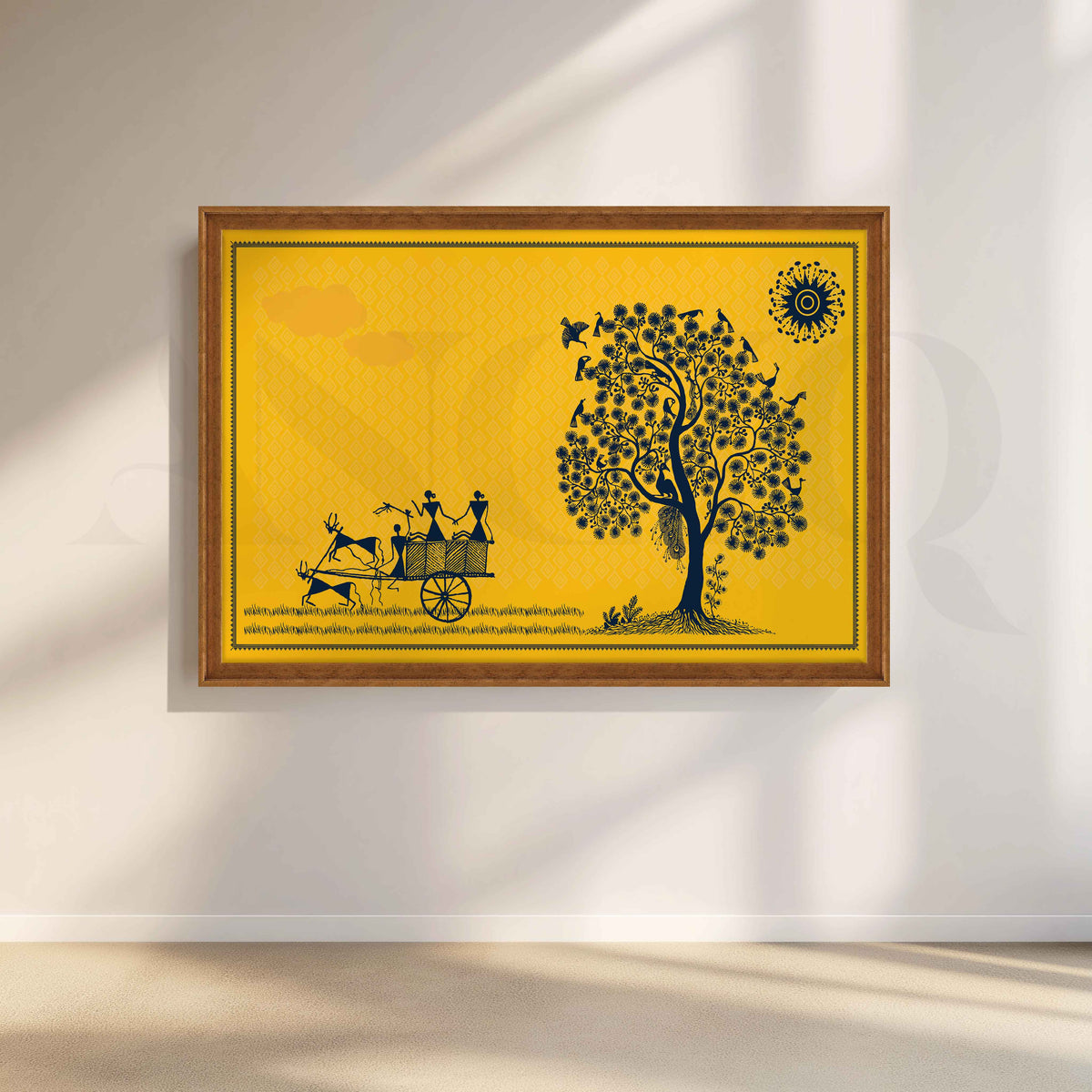 Warli Village Journey Under the Tree Artwork – Asha Art Studio – Image 6