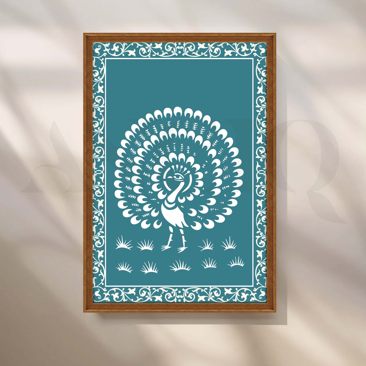 Warli Art Peacock Painting Canvas Artwork – Asha Art Studio – Image 6