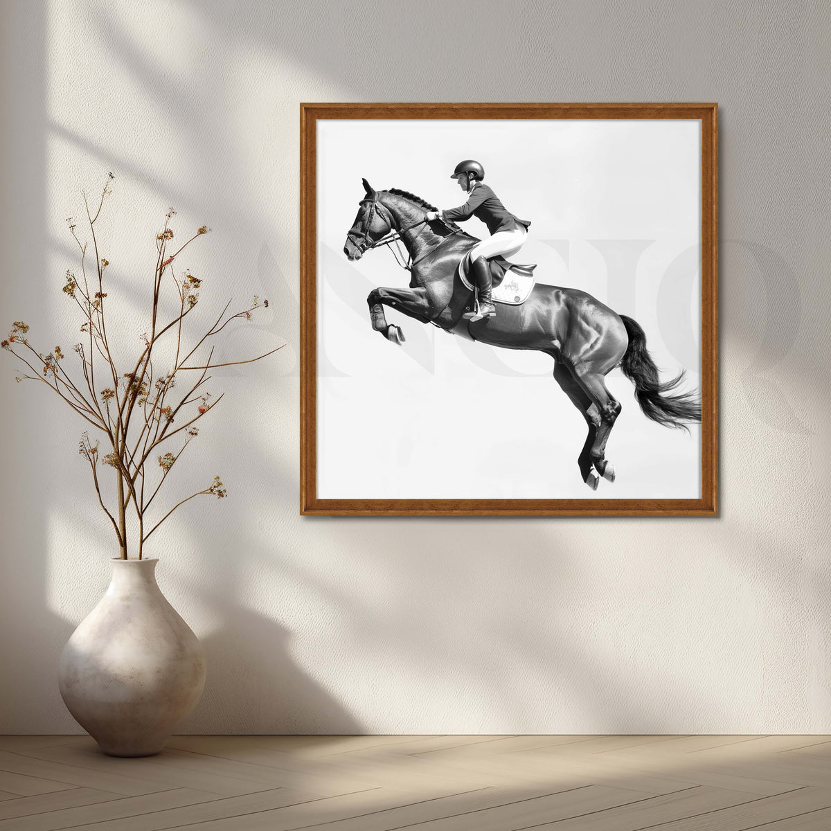 Monochrome Jumping Horse Canvas Artwork – Asha Art Studio – Image 6