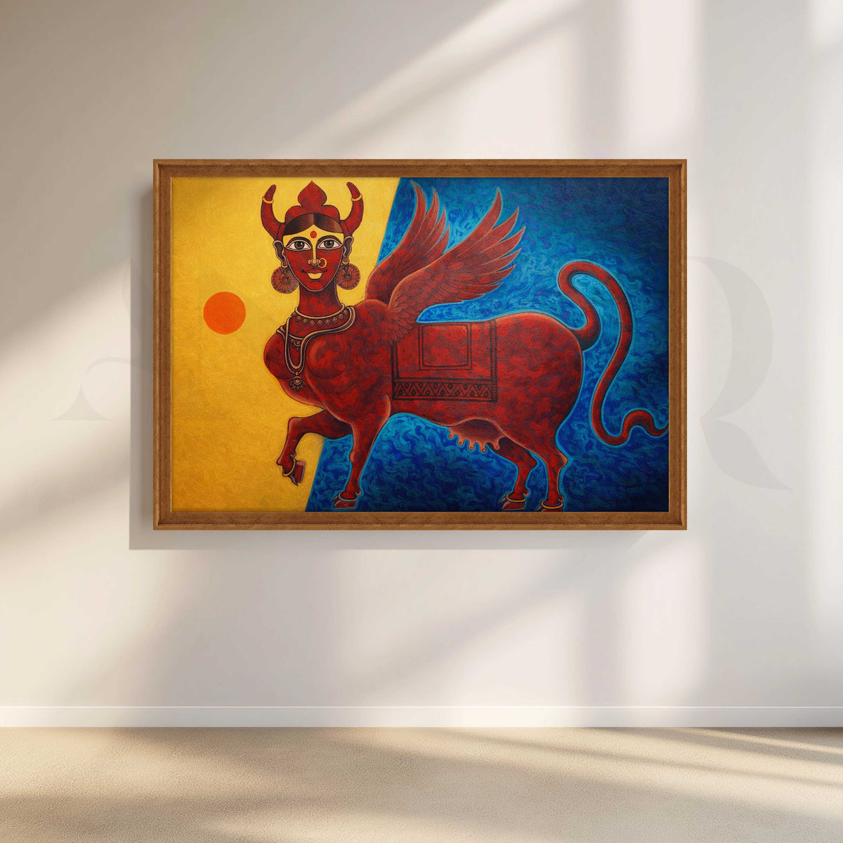 Mythical Winged Bull Canvas Artwork – Asha Art Studio – Image 6