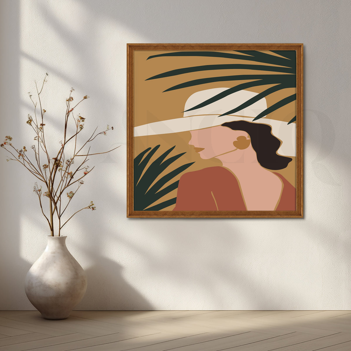Woman in Summer Hat Canvas Artwork – Asha Art Studio – Image 6