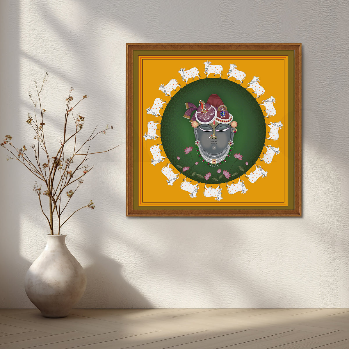 Shri Nathji Encircled by Sacred Cows Artwork – Asha Art Studio – Image 6
