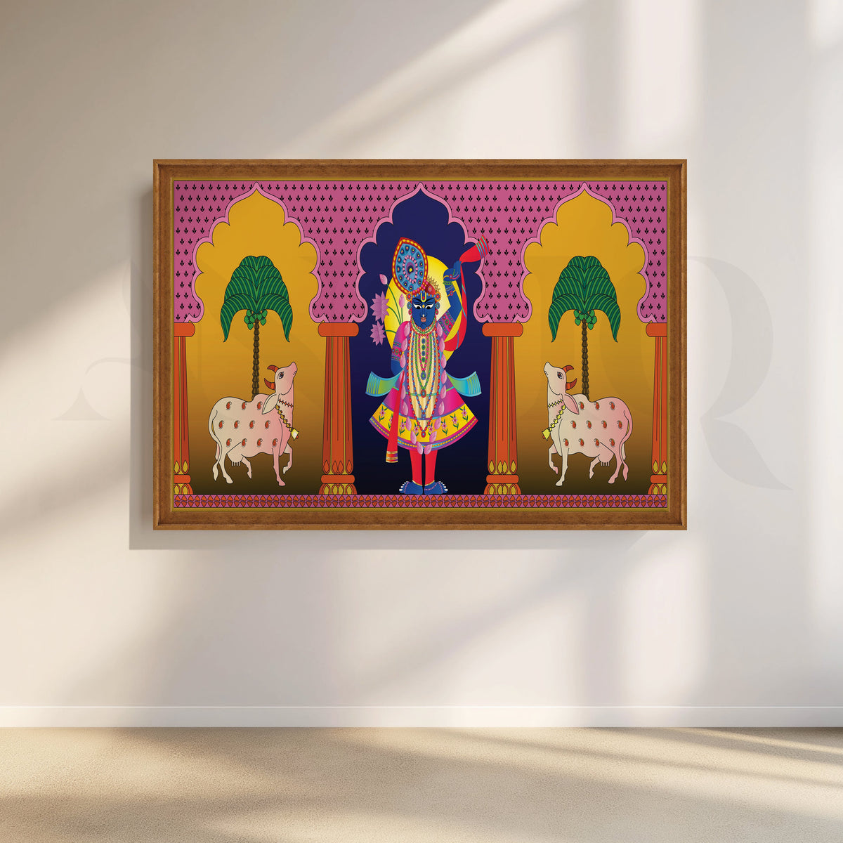 Pichwai Indian Krishna Canvas Wall Artwork – Asha Art Studio – Image 6