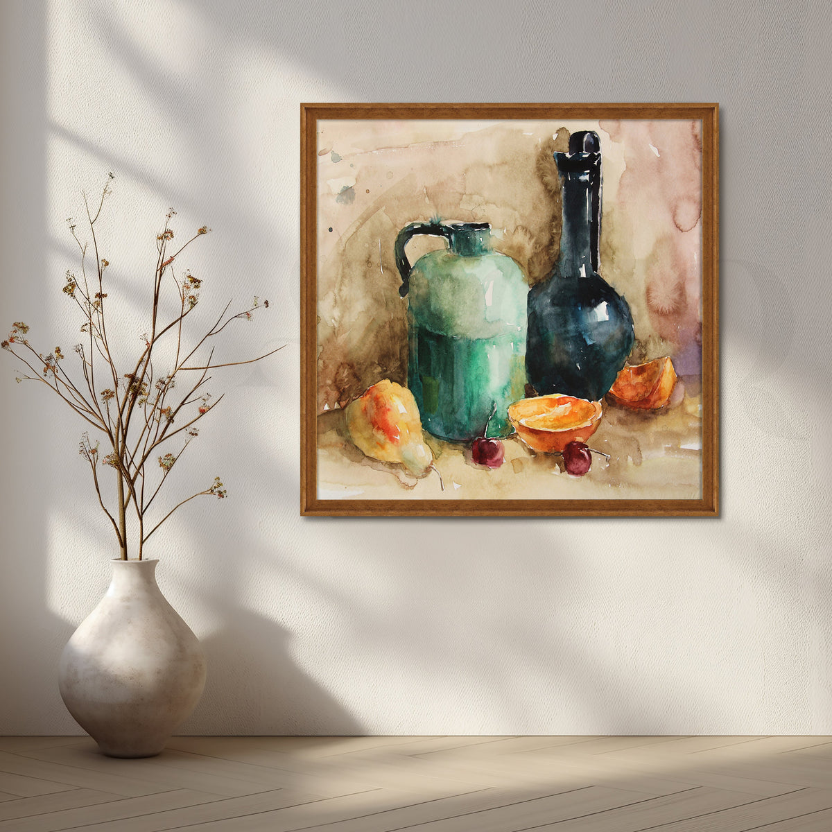 Rustic Still Life with Pear, Cherries Canvas Artwork – Asha Art Studio – Image 6