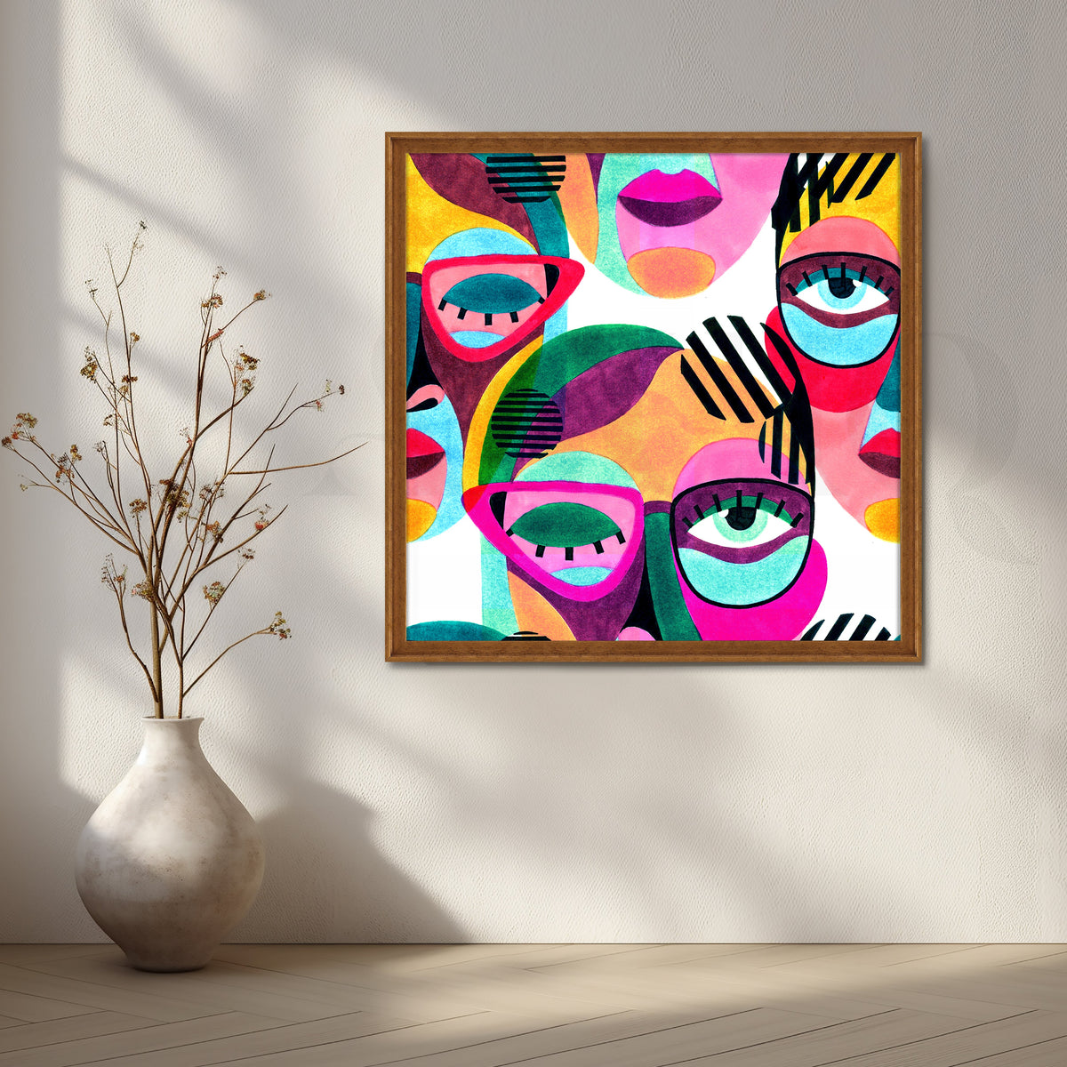 Bold and Vibrant Faces Canvas Abstract – Asha Art Studio – Image 6