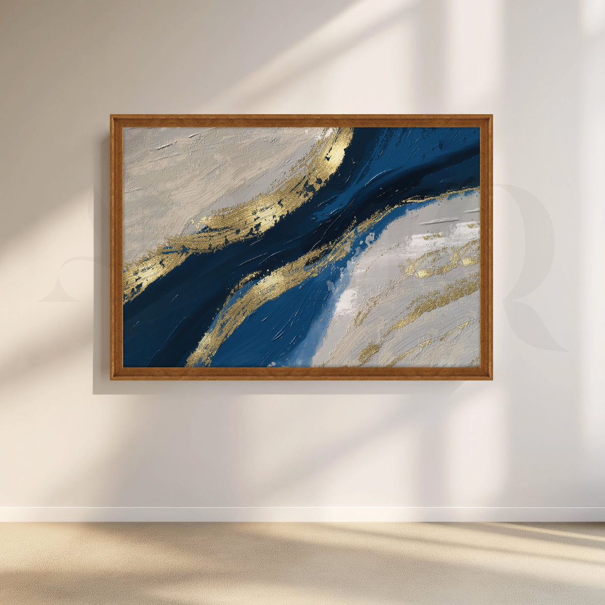Symphony in Blue and Gold Canvas Artwork – Asha Art Studio – Image 6