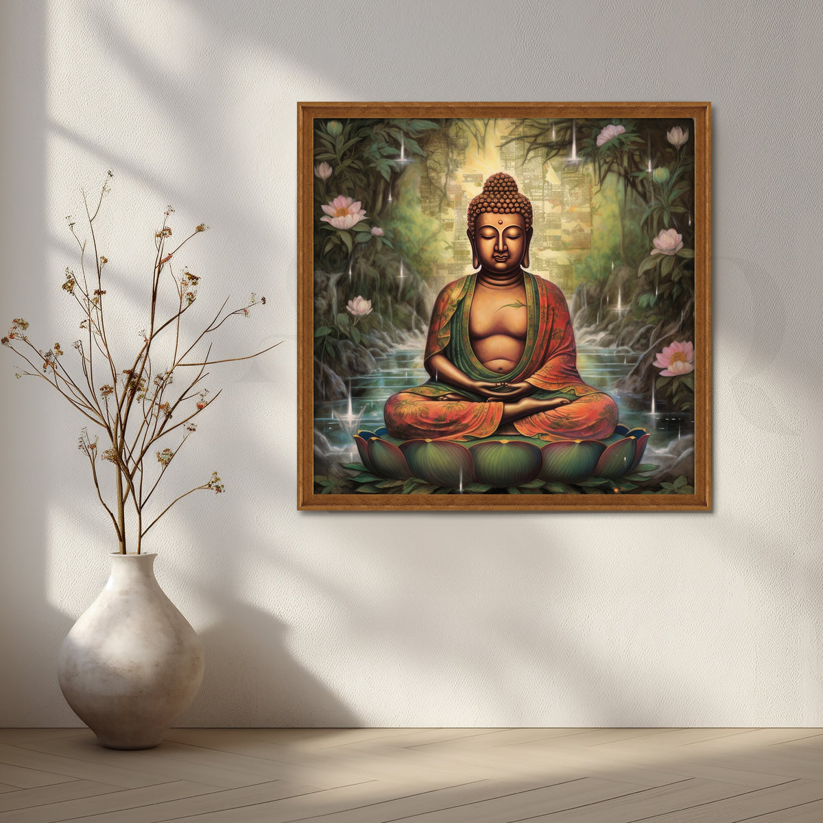 Buddha Meditating by Tranquil Waters Artwork – Asha Art Studio – Image 6
