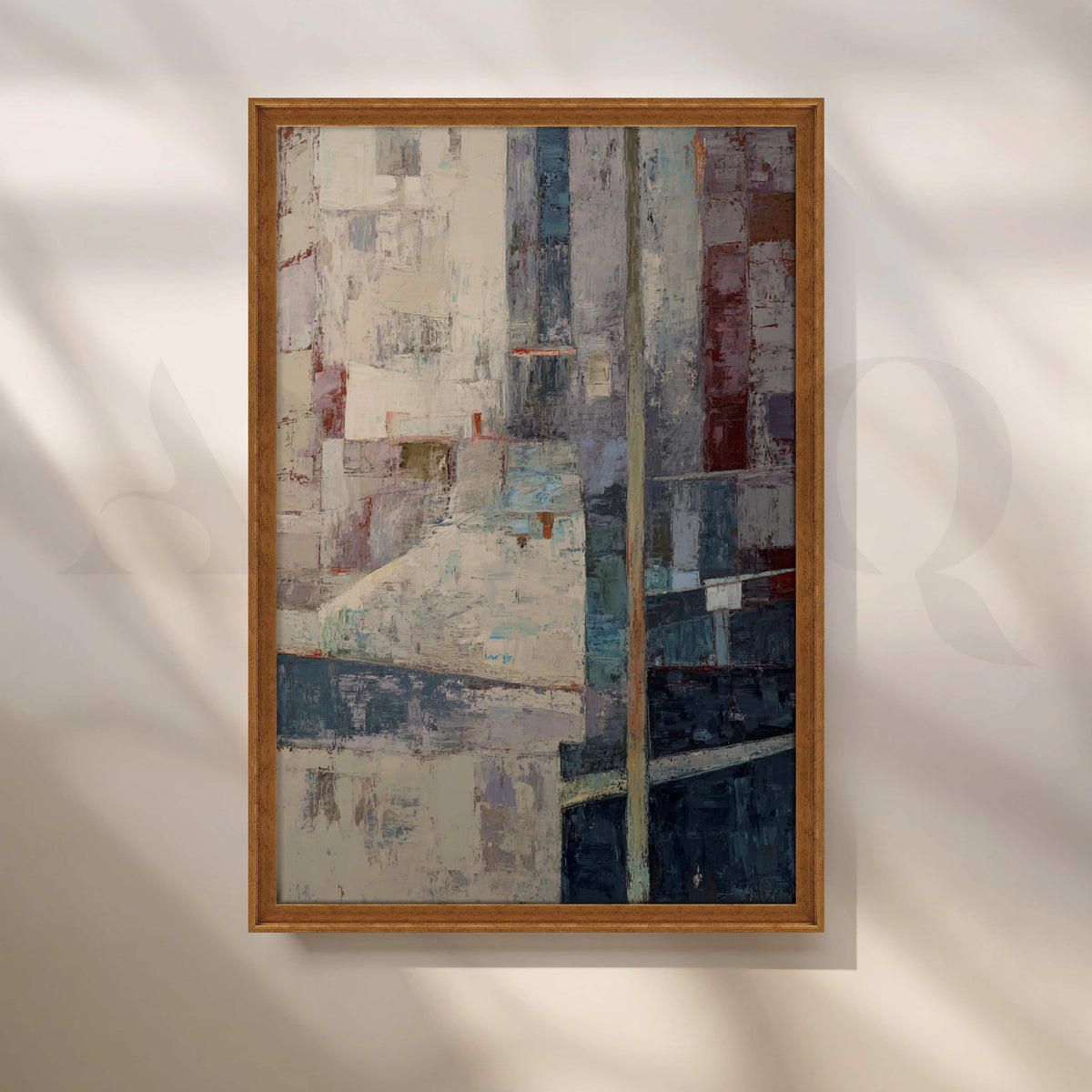 Urban Blue and Beige Abstract Canvas Artwork – Asha Art Studio – Image 6